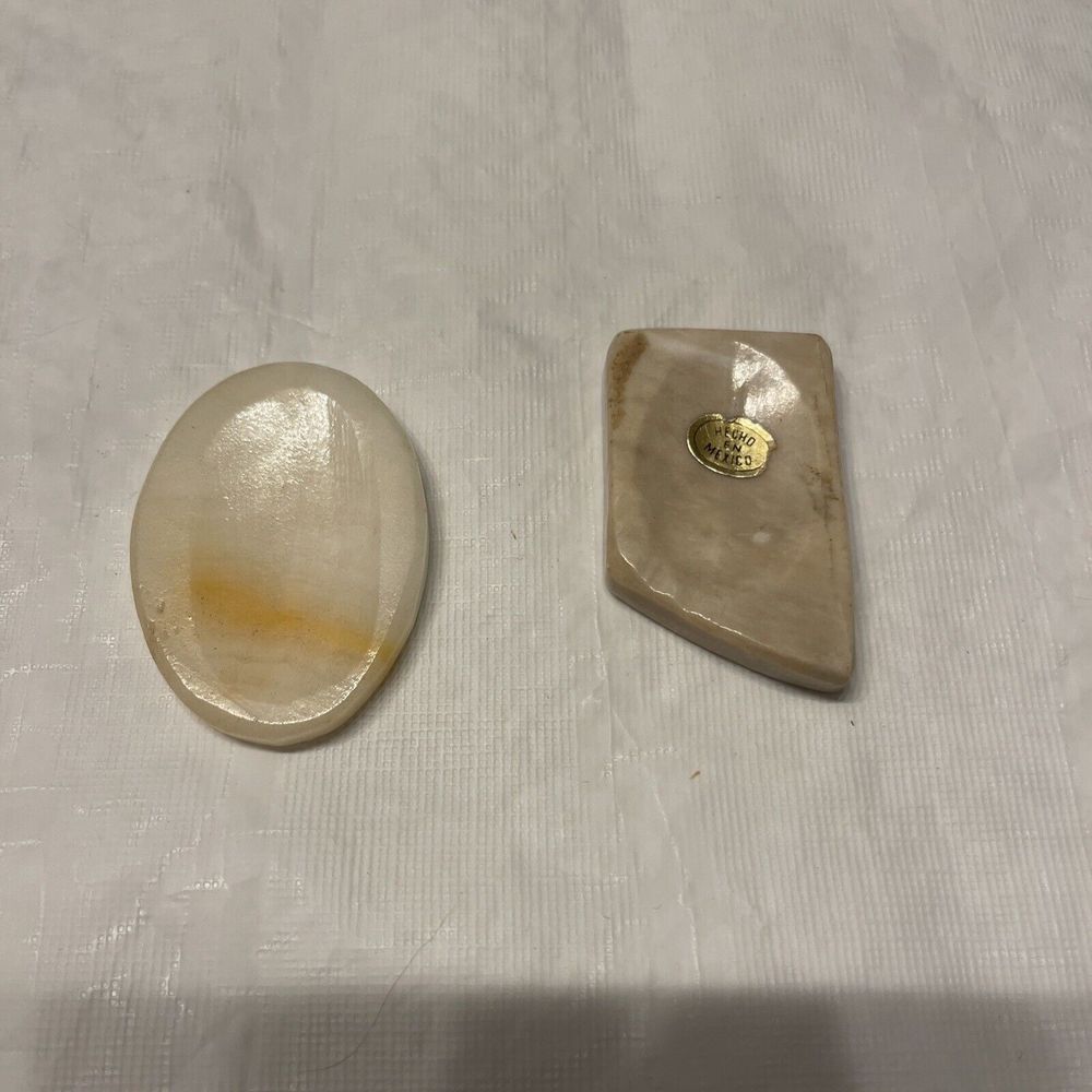 Lot of 2 Vintage Worry Stress Relief Palm Stone Onyx Made in Mexico
